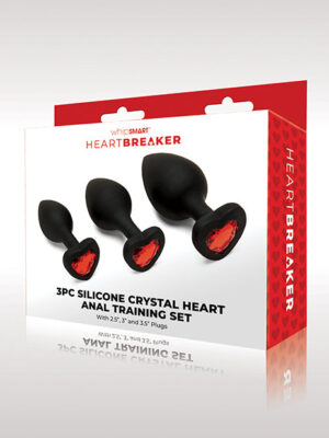 WhipSmart Heartbreaker 3 pc Crystal Heart Anal Training Set - Black/Red
