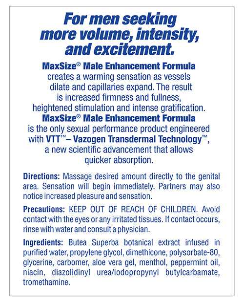 Max Size Male Enhancement Cream – Individual Foil Packet