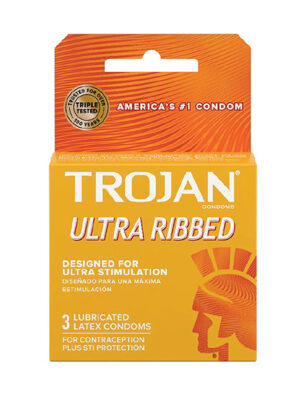 Trojan Ultra Ribbed Condoms - Box of 3