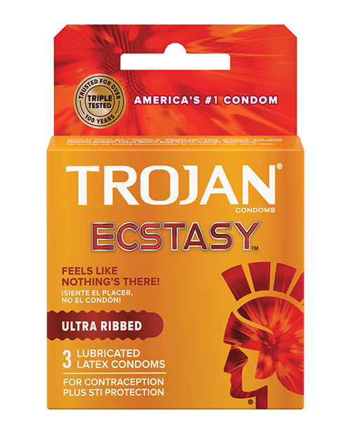 Trojan Ultra Ribbed Ecstasy Condoms – Box of 3