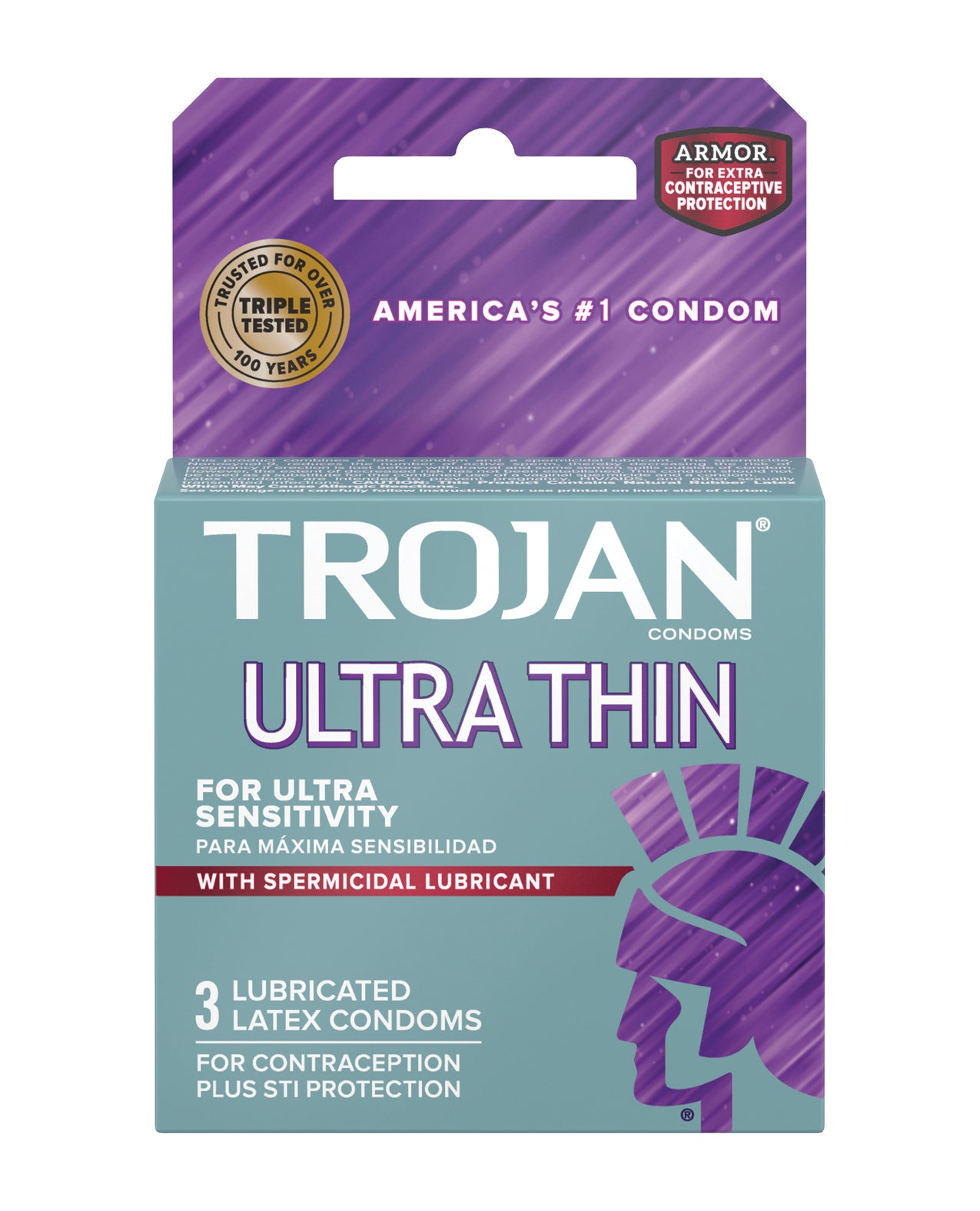 Trojan Ultra Thin Armor Spermicidal – Box of 3
