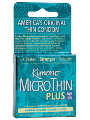 Kimono Micro Thin Aqua Lube Condoms - Box of 3