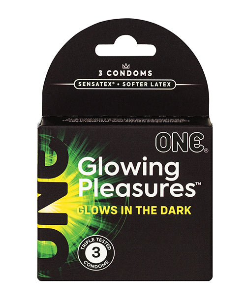 One Glowing Pleasures Condoms - Box of 3 - Image 3