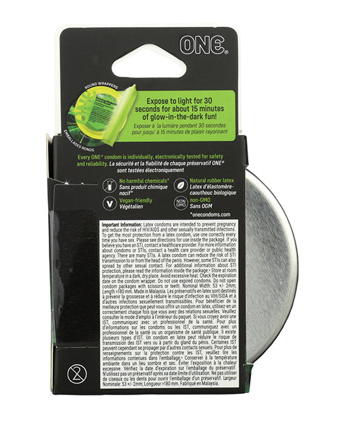 One Glowing Pleasures Condoms - Box of 3 - Image 4