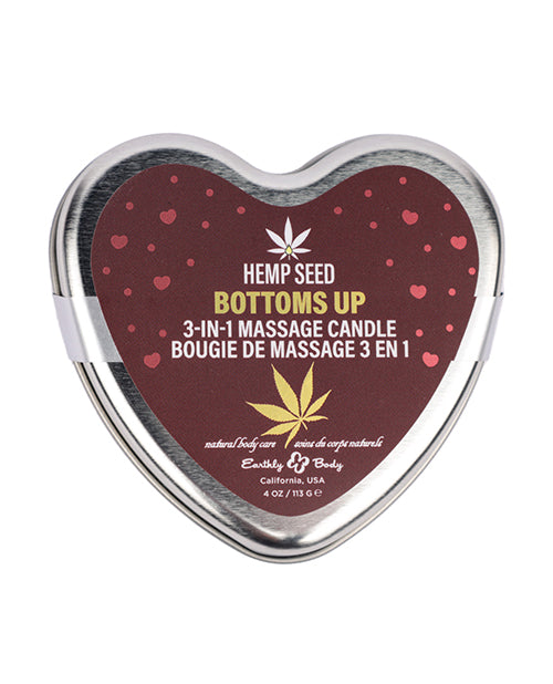 Earthly Body 2025 Valentines 3 in 1 Massage Heart Candle – 4.7 oz Bottom’s Up