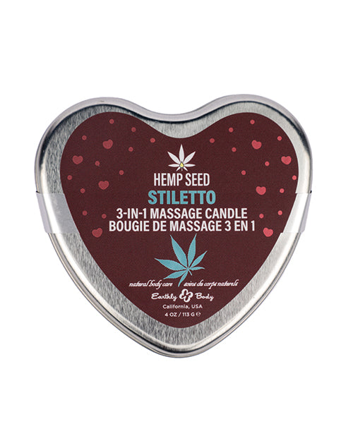 Earthly Body 2025 Valentines 3 in 1 Massage Heart Candle – 4.7 oz Stiletto
