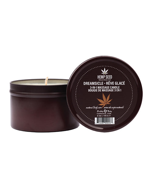 Earthly Body Suntouched Hemp Candle – 6 oz Round Tin Dreamsicle