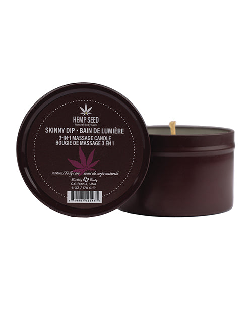 Earthly Body Suntouched Hemp Candle – 6 oz Round Tin Skinny Dip