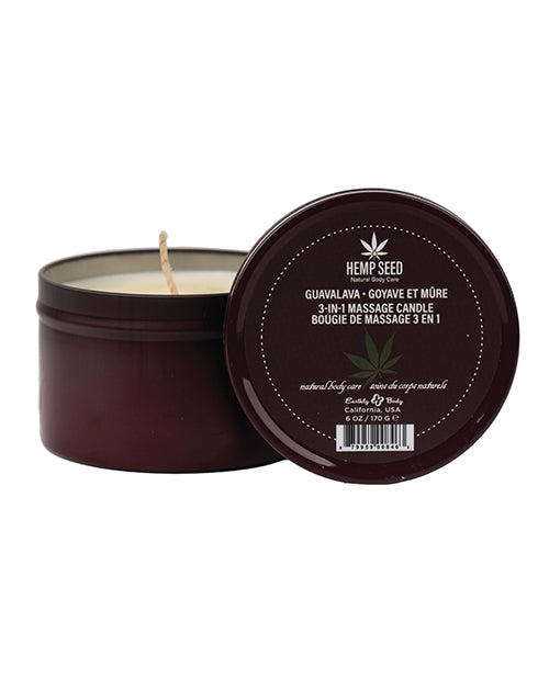 Earthly Body Suntouched Hemp Candle – 6 oz Round Tin Guavalava