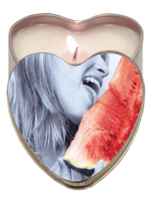 Earthly Body Suntouched Hemp Edible Candle - 4.7 oz Heart Tin Watermelon