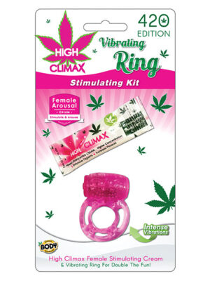 High Climax Vibrating Ring Stimulating Kit w/Hemp Seed Oil - Pink
