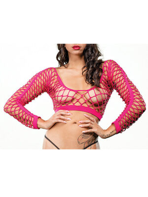 Beverly Hills Naughty Girl Crotchless All Over Mesh Leggings Pink O/S