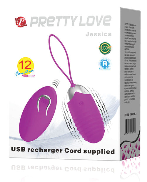 Pretty Love Jessica 12 Functions Egg Vibrator - Fuchsia - Image 6