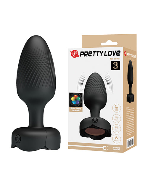 Pretty Love Osborn Medium Butt Plug w/Multi Color Bottom Light – Black