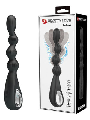 Pretty Love Federer Vibrating Beaded Anal Probe - Black