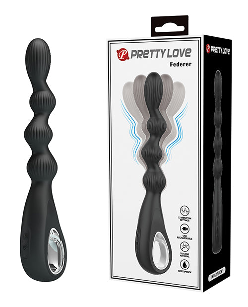 Pretty Love Federer Vibrating Beaded Anal Probe – Black