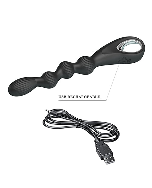 Pretty Love Federer Vibrating Beaded Anal Probe - Black - Image 6