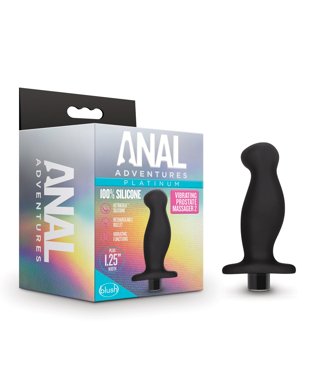 Blush Anal Adventures Platinum Silicone Vibrating Prostate Massager 02- Black