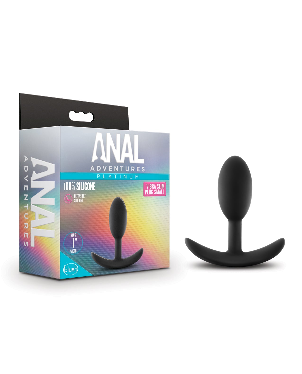 Blush Anal Adventures Platinum Silicone Vibra Slim Plug Small – Black