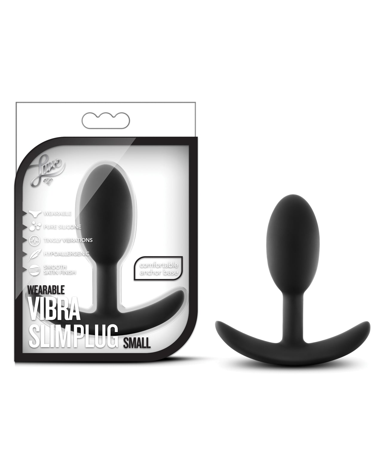 Blush Luxe Wearable Vibra Slim Plug Small – Black