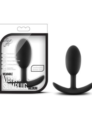 Blush Luxe Wearable Vibra Slim Plug Medium - Black