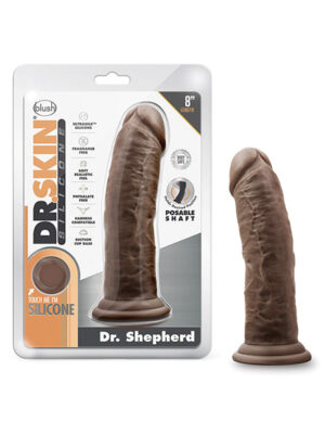 Blush Dr. Skin Silicone Dr. Shepherd 8" Dildo w/Suction Cup - Chocolate