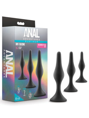 Blush Anal Adventures Platinum Silicone Beginner Plug Kit - Black