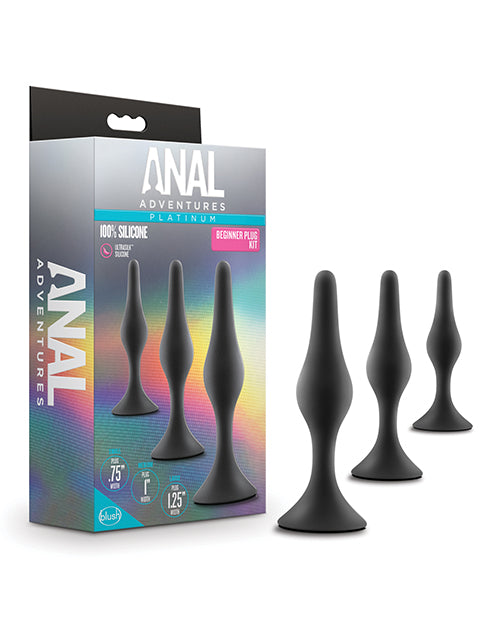 Blush Anal Adventures Platinum Silicone Beginner Plug Kit – Black