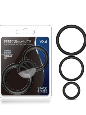 Blush Performance VS4 Pure Premium Silicone Cockring Set - Black