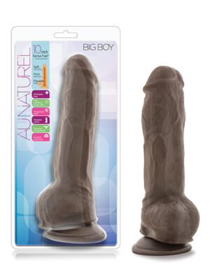 Blush Au Naturel 10" Big Boy Realistic Dildo w/Balls - Chocolate