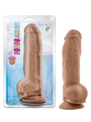 Blush Au Natural 10" Big Boy Realistic Dildo w/Balls - Mocha