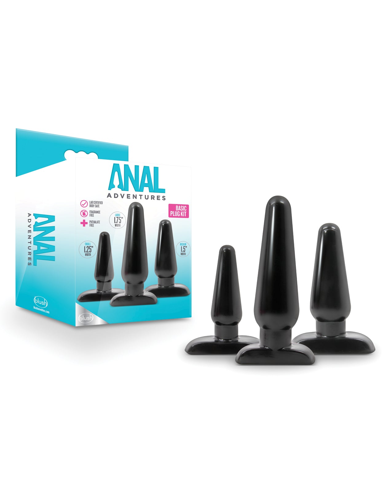 Blush Anal Adventures Basic Plug Kit – Black