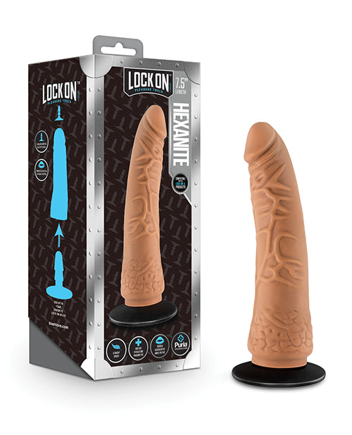 Blush Lock On 7.5″ Hexanite Dildo w/Suction Cup Adapter – Mocha