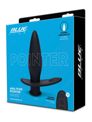 Blue Line Vibrating Anal Plug Pointer w/Remote - Black