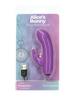 Alice's Bunny Rechargeable Bullet w/Rabbit Sleeve - 10 Functions Purple