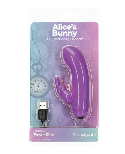 Alice’s Bunny Rechargeable Bullet w/Rabbit Sleeve – 10 Functions Purple