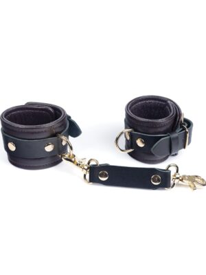 Spartacus Wrist Restraints - Brown Leather w/Gold Accent Hardware