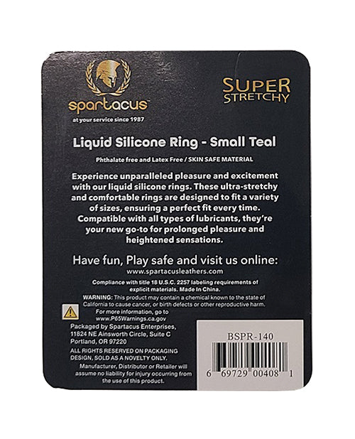 Spartacus Liquid Silicone Cock Ring Small - Teal - Image 3