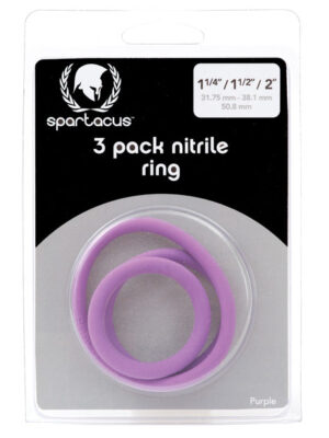Spartacus Nitrile Cock Ring Set - Purple Pack of 3