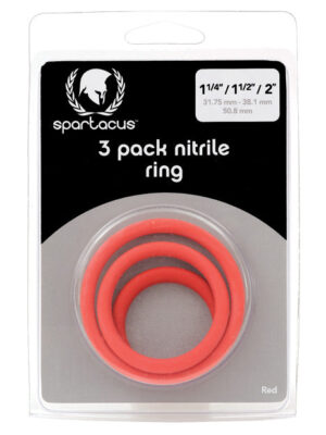 Spartacus Nitrile Cock Ring Set - Red Pack of 3