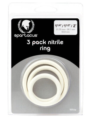 Spartacus Nitrile Cock Ring Set - White Pack of 3