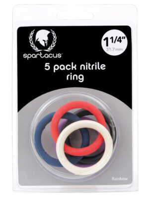 Spartacus 1.25" Nitrile Cock Ring Set - Asst. Colors Pack of 5