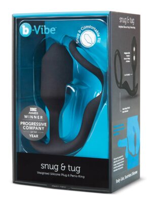b-Vibe Snug & Tug Weighted Silicone & Penis Ring - 128 g Black