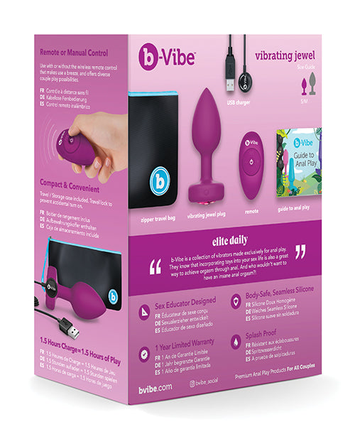 b-Vibe Remote Control Vibrating Jewel Plug (S/M) – Fuchsia