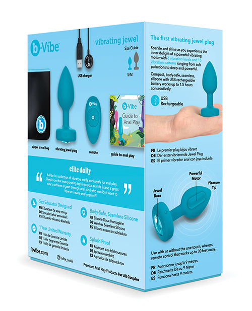 b-Vibe Remote Control Vibrating Jewel Plug (S/M) – Teal