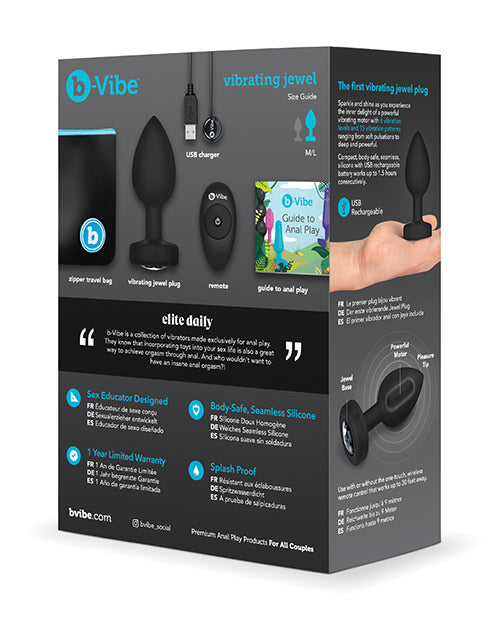 b-Vibe Remote Control Vibrating Jewel Plug (M/L) – Black