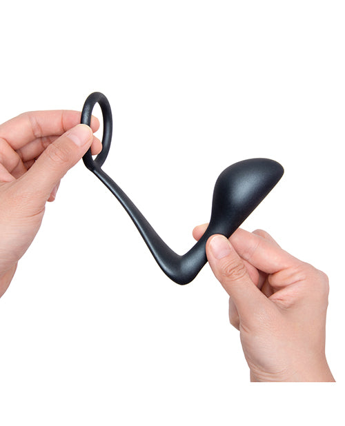 b-Vibe Butties Ringer Cock Ring & Prostate Plug - Black - Image 4