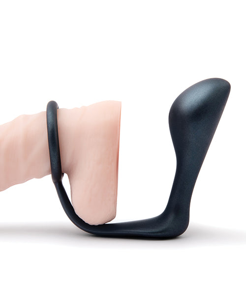 b-Vibe Butties Ringer Cock Ring & Prostate Plug - Black - Image 5