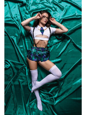Role Play Sultry School Babe 6 pc Set Green S/M