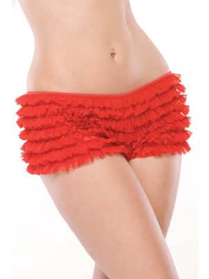 Ruffle Shorts w/Back Bow Detai Red O/S